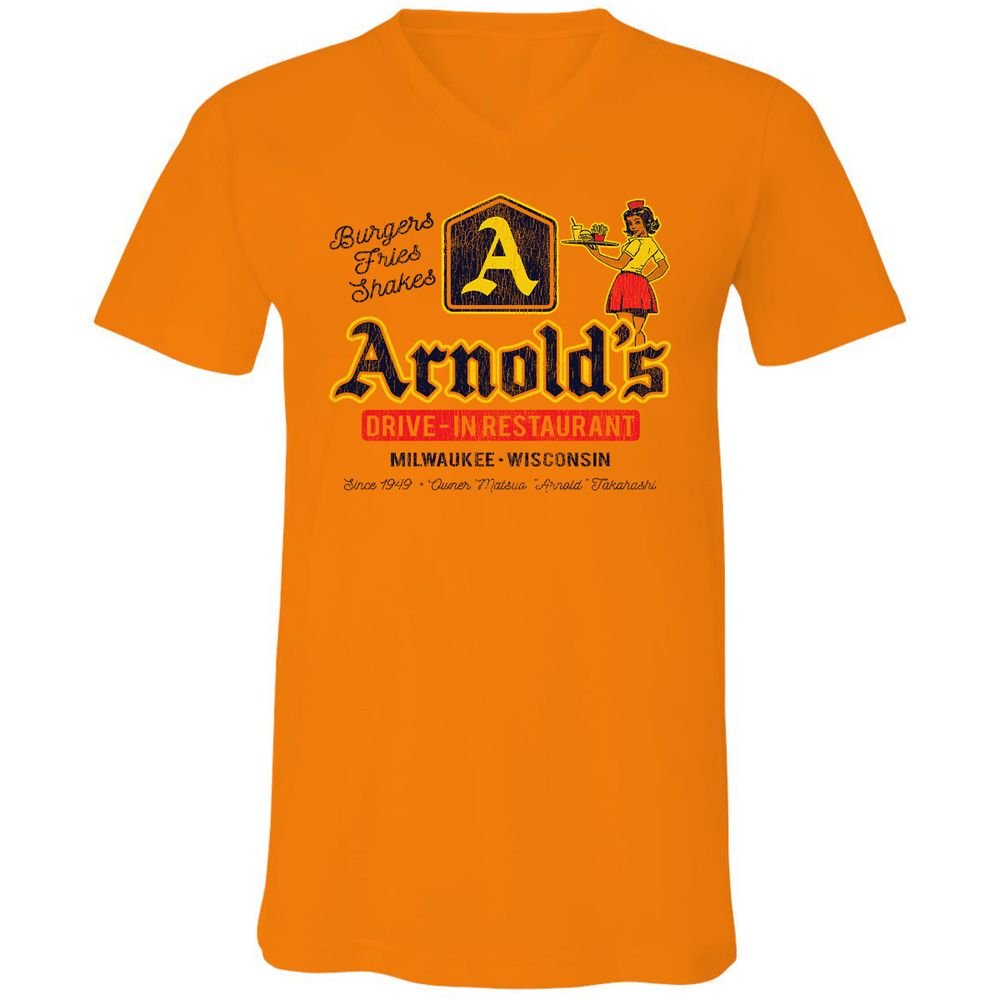 Unisex V-Neck T-Shirt - 3LLJ8Q63 - Orange - 11