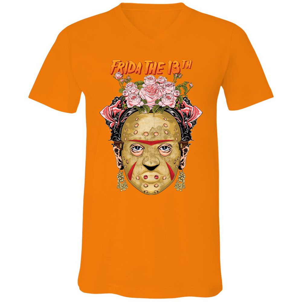 Unisex V-Neck T-Shirt - UGC3HAJK - Orange - 11