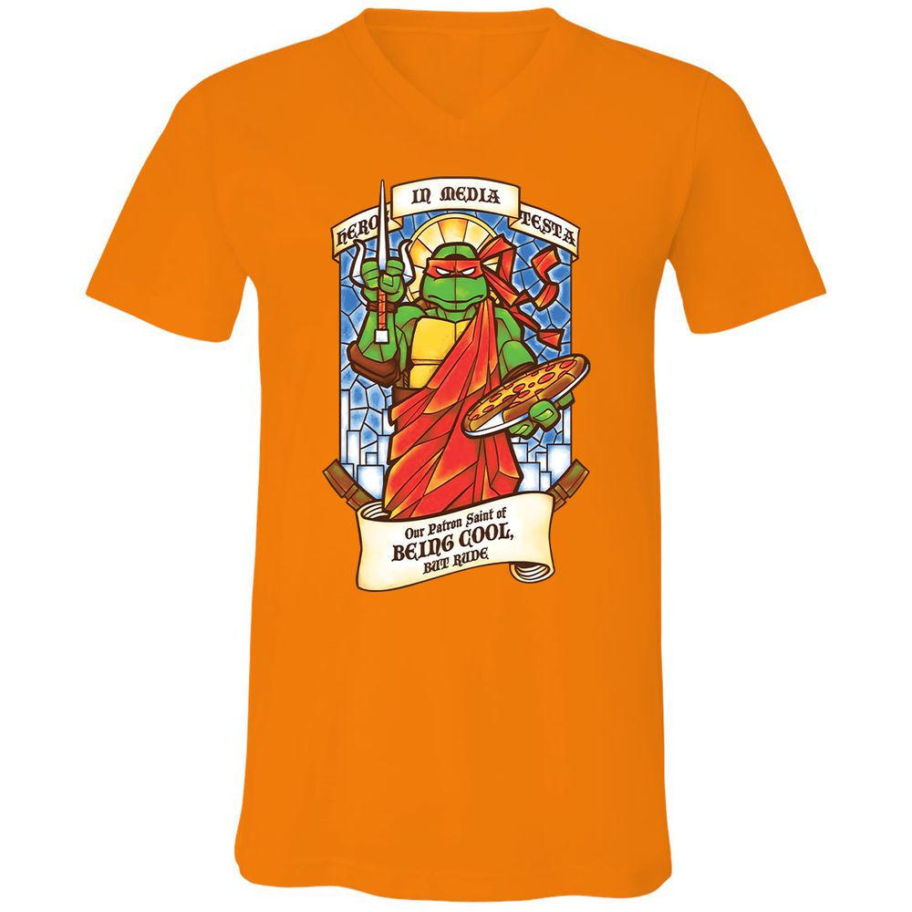 Unisex V-Neck T-Shirt - Y6FLAE1C - Orange - 11