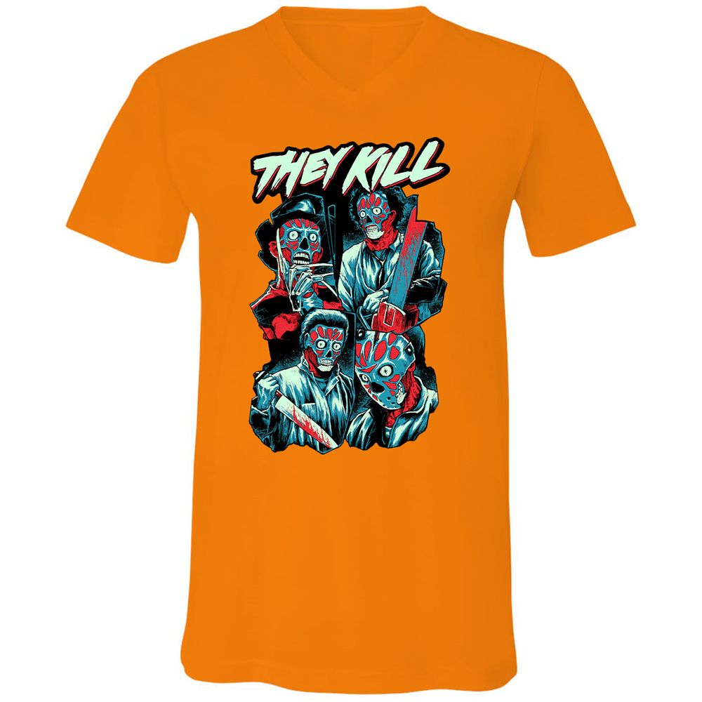 Unisex V-Neck T-Shirt - 4CUXCPYF - Orange - 11