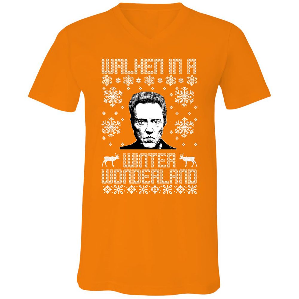 Unisex V-Neck T-Shirt - UHV5Q7KT - Orange - 11