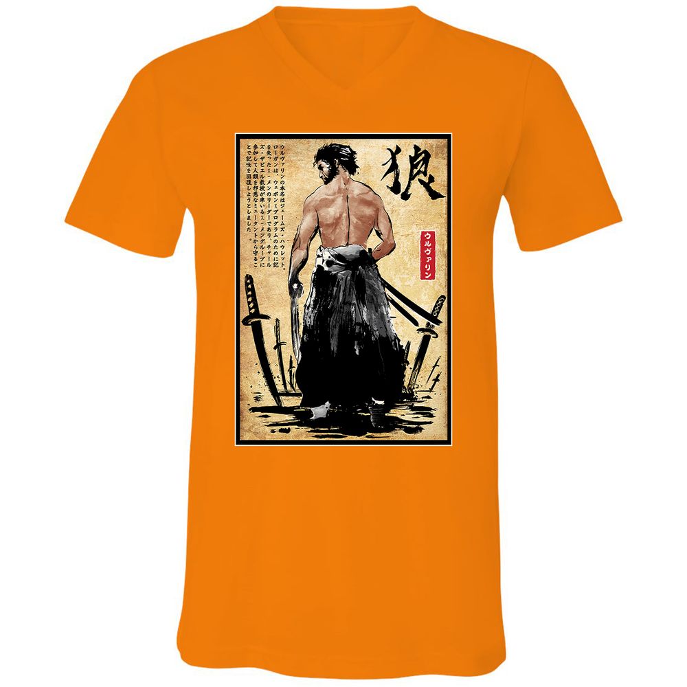 Unisex V-Neck T-Shirt - F78XUM95 - Orange - 11