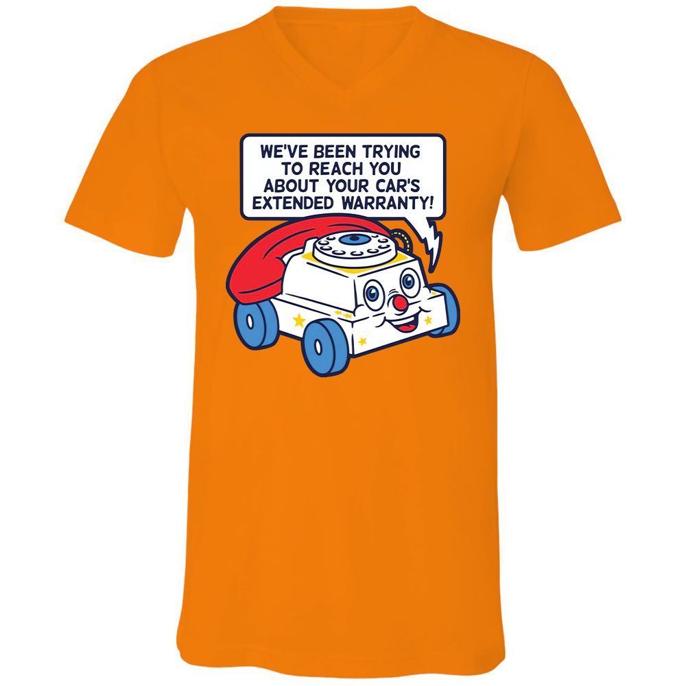 Unisex V-Neck T-Shirt - Black - Orange - 11