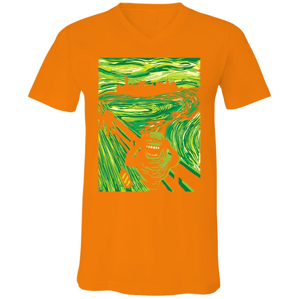 Unisex V-Neck T-Shirt - 5A78X846 - Orange - 11