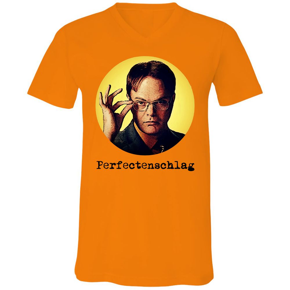 Unisex V-Neck T-Shirt - B7UVLTZT - Orange - 11