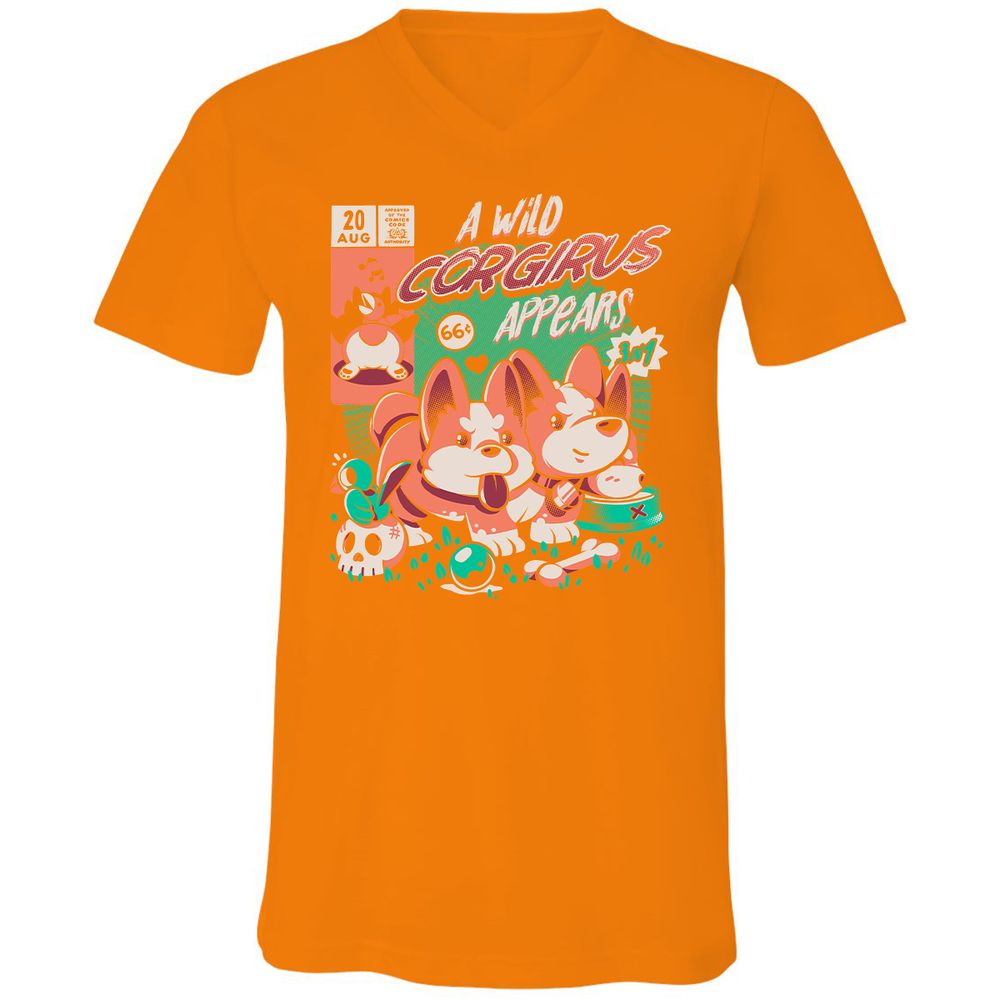 Unisex V-Neck T-Shirt - 3FWEV9N8 - Orange - 11