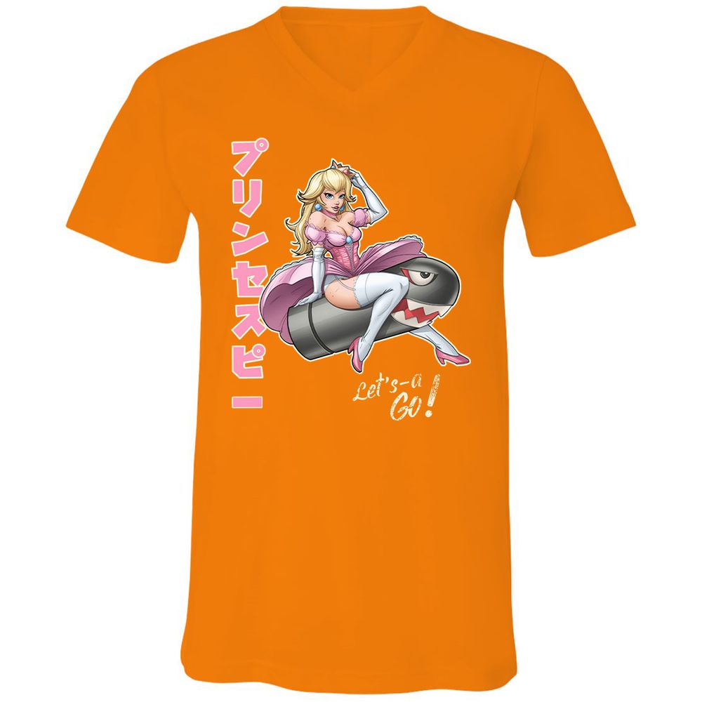 Unisex V-Neck T-Shirt - 6PEE93JC - Orange - 11