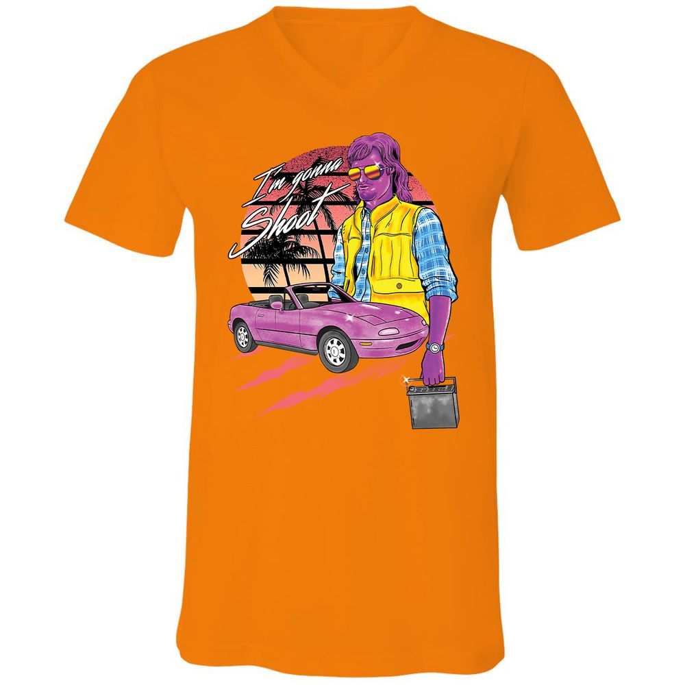 Unisex V-Neck T-Shirt - RS6WQBZ5 - Orange - 11