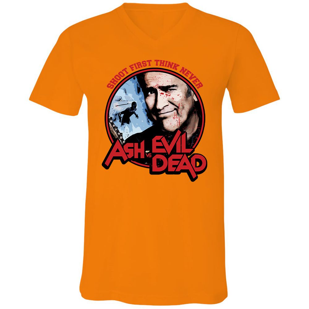 Unisex V-Neck T-Shirt - ZCU2KDWK - Orange - 11