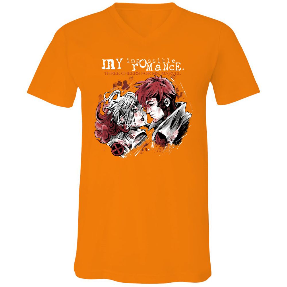 Unisex V-Neck T-Shirt - 8FUTW56Y - Orange - 11