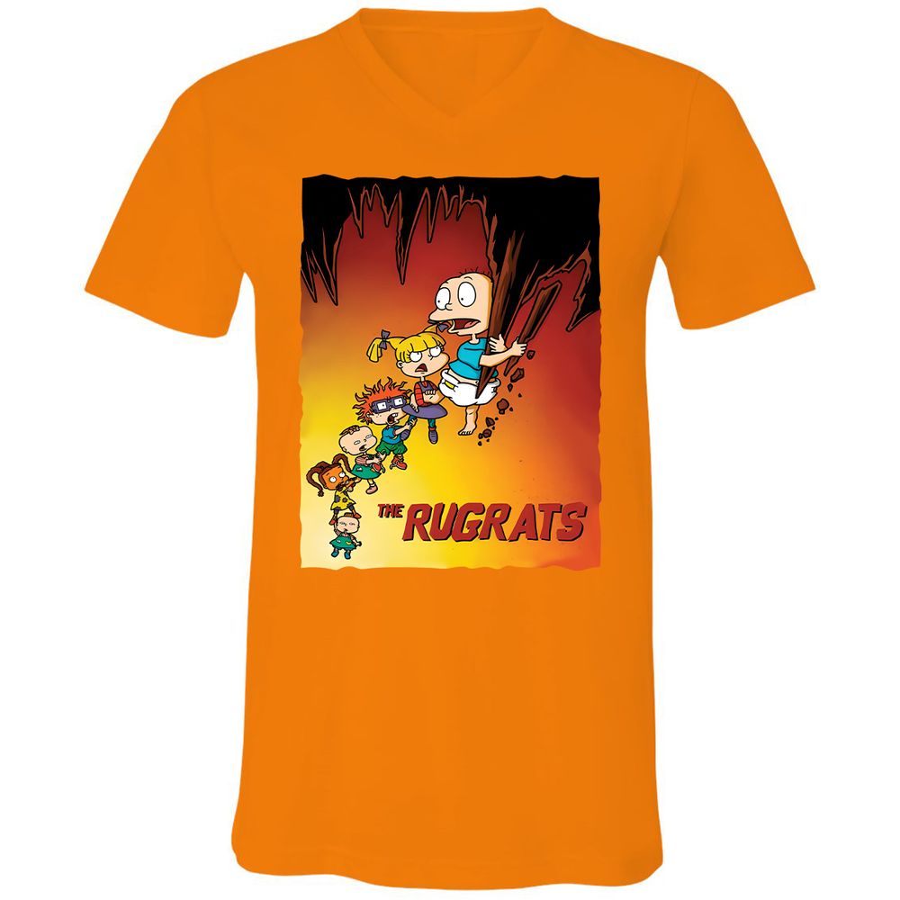 Unisex V-Neck T-Shirt - 7DX1RQSQ - Orange - 11