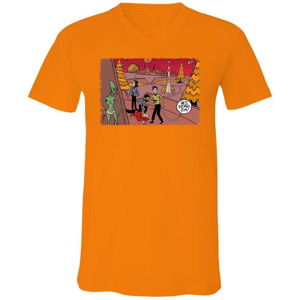 Unisex V-Neck T-Shirt - 6X8JSEMB - Orange - 11