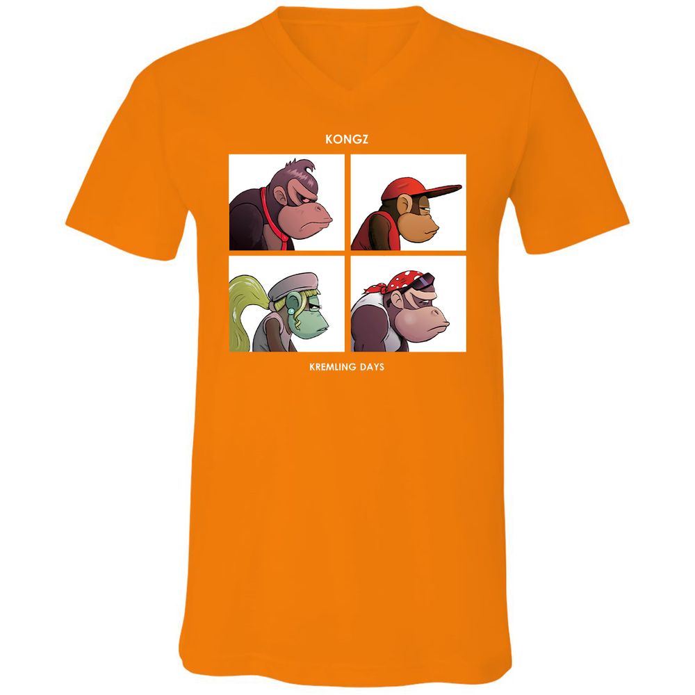 Unisex V-Neck T-Shirt - N695K2RH - Orange - 11