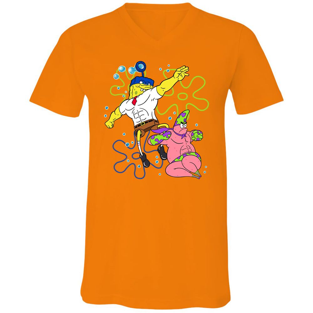 Unisex V-Neck T-Shirt - 8RRK6HKW - Orange - 11