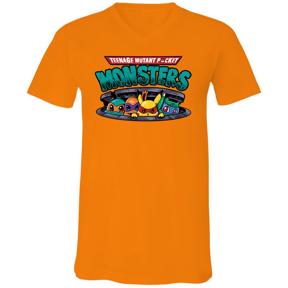 Unisex V-Neck T-Shirt - Q1WZVHMB - Orange - 11