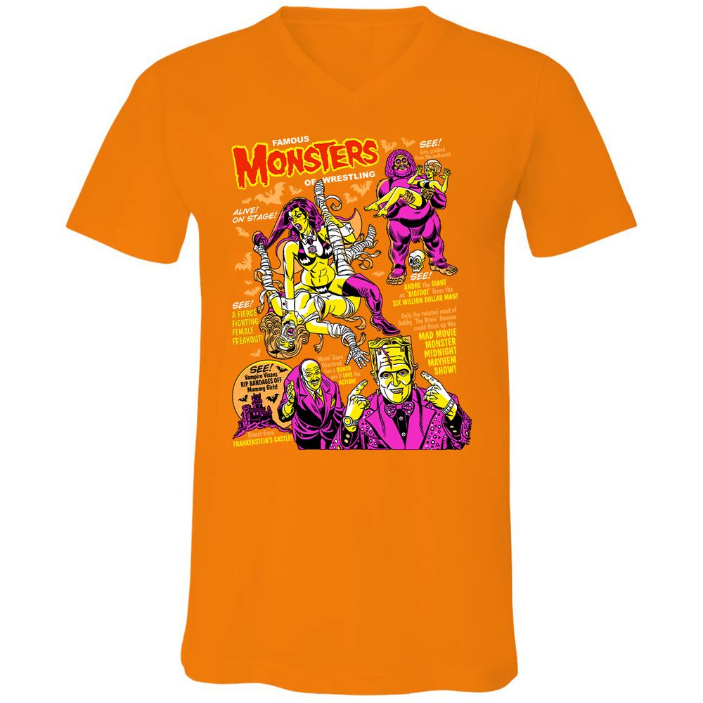 Unisex V-Neck T-Shirt - R3VU4U6T - Orange - 11