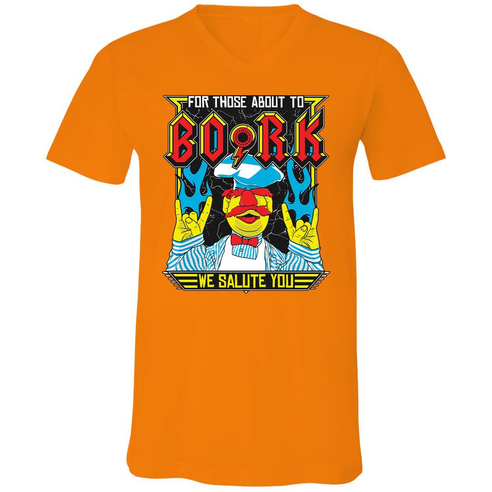 Unisex V-Neck T-Shirt - ZC5LX4QM - Orange - 11
