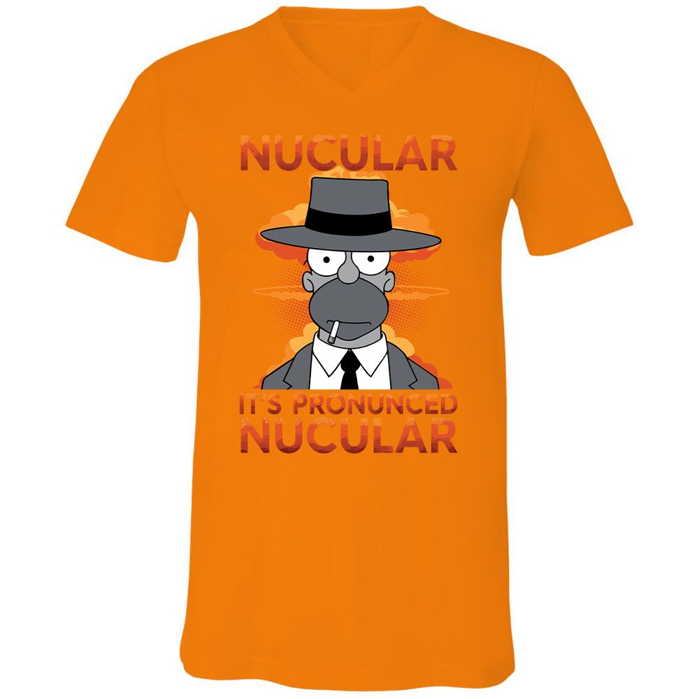 Unisex V-Neck T-Shirt - HLG2PUK5 - Orange - 11