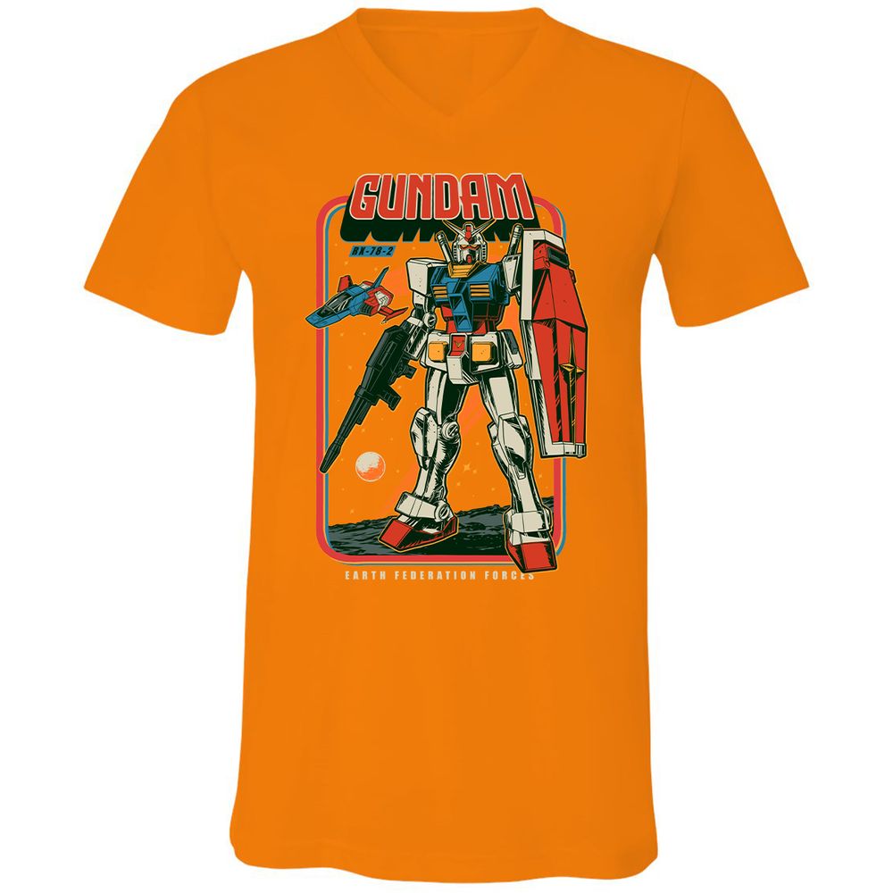 Unisex V-Neck T-Shirt - VGKDKHBZ - Orange - 11