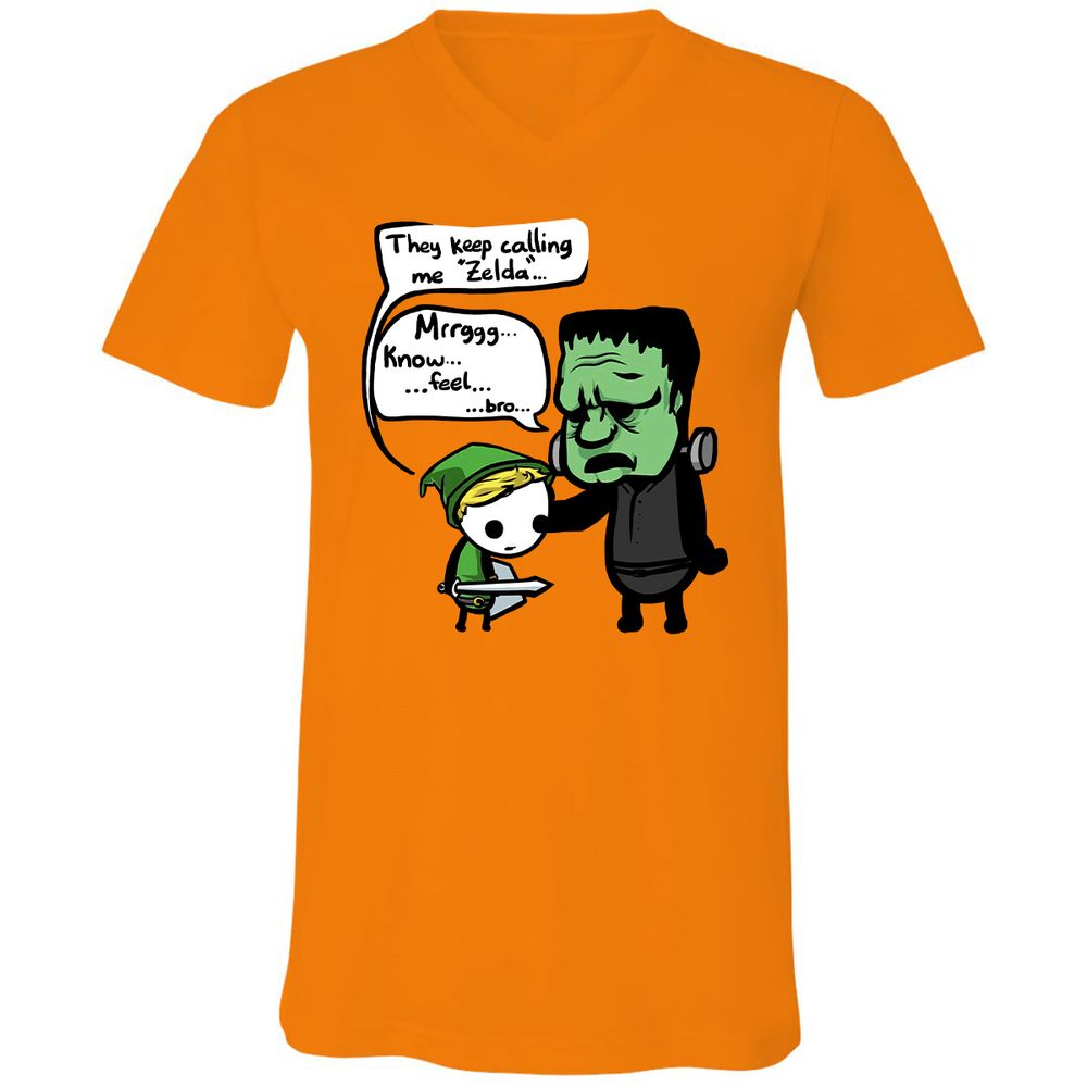 Unisex V-Neck T-Shirt - 6GPRYMHJ - Orange - 11