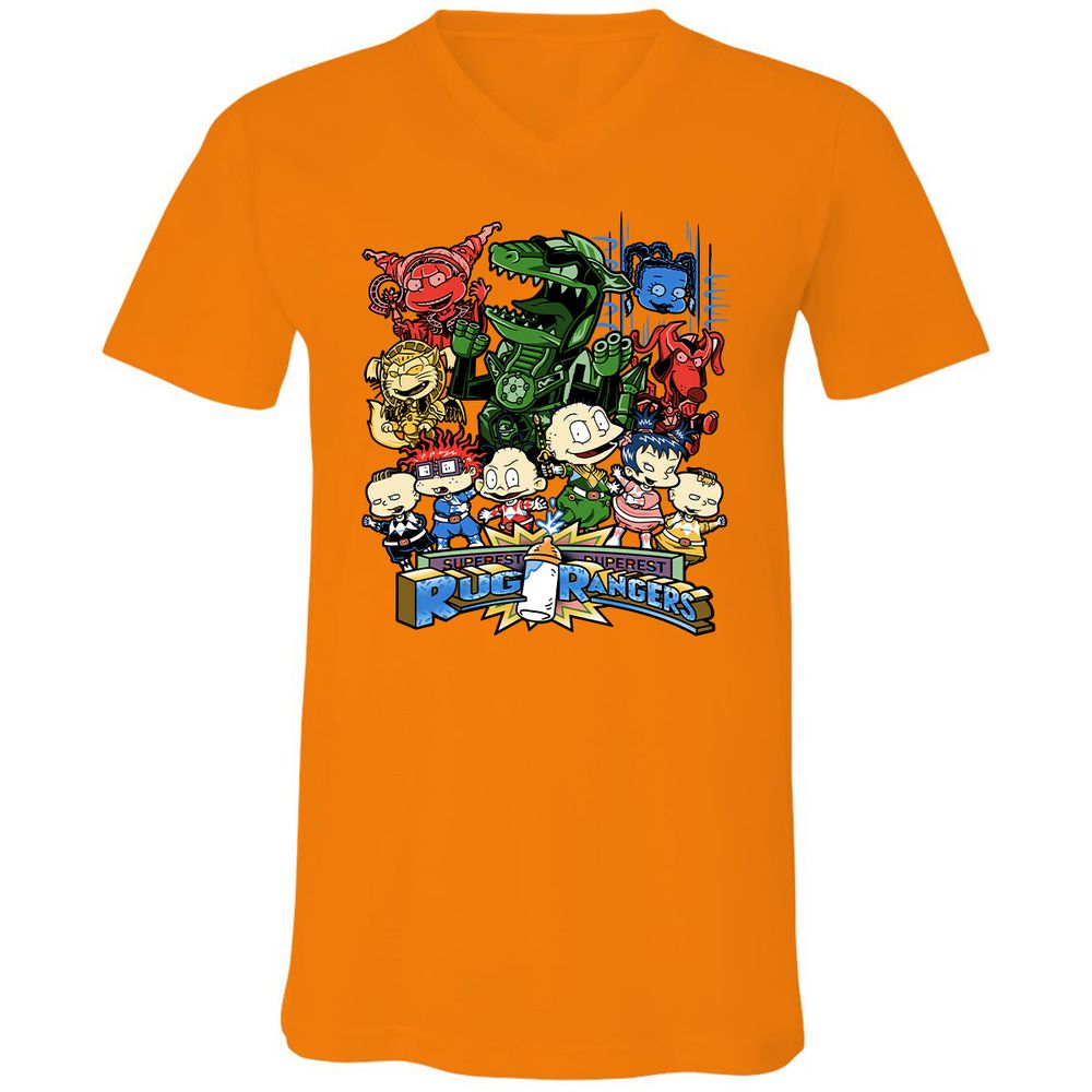 Unisex V-Neck T-Shirt - XFUJG6YF - Orange - 11