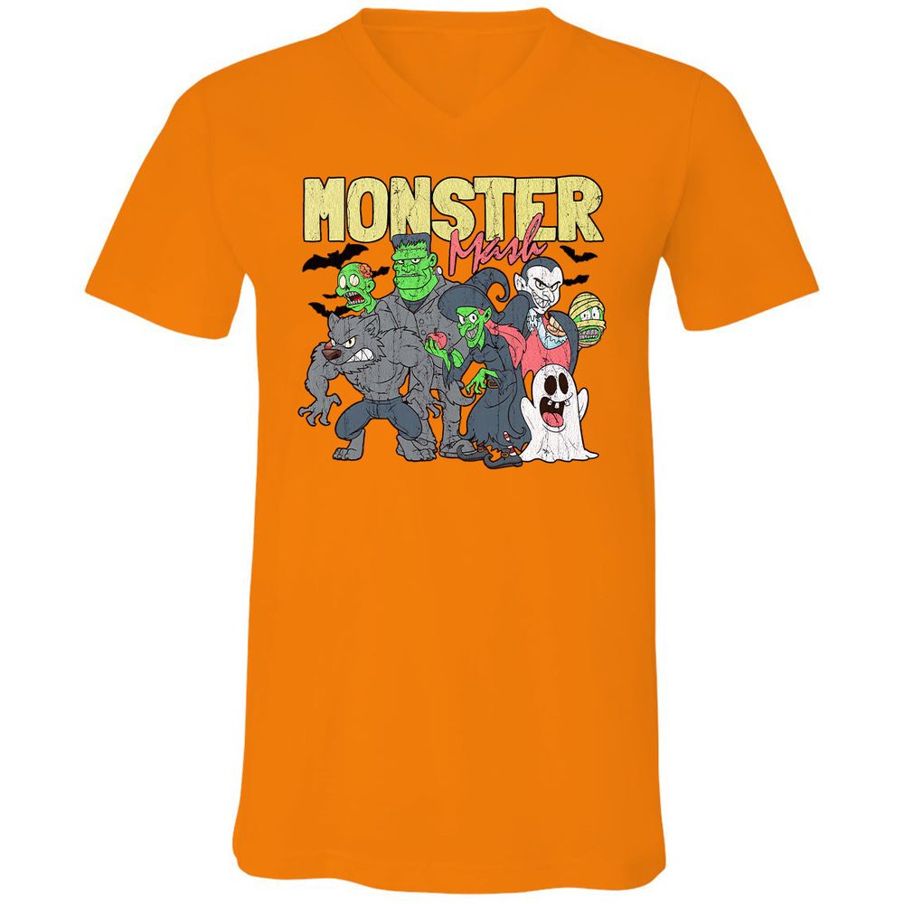 Unisex V-Neck T-Shirt - F5MWNDA2 - Orange - 11