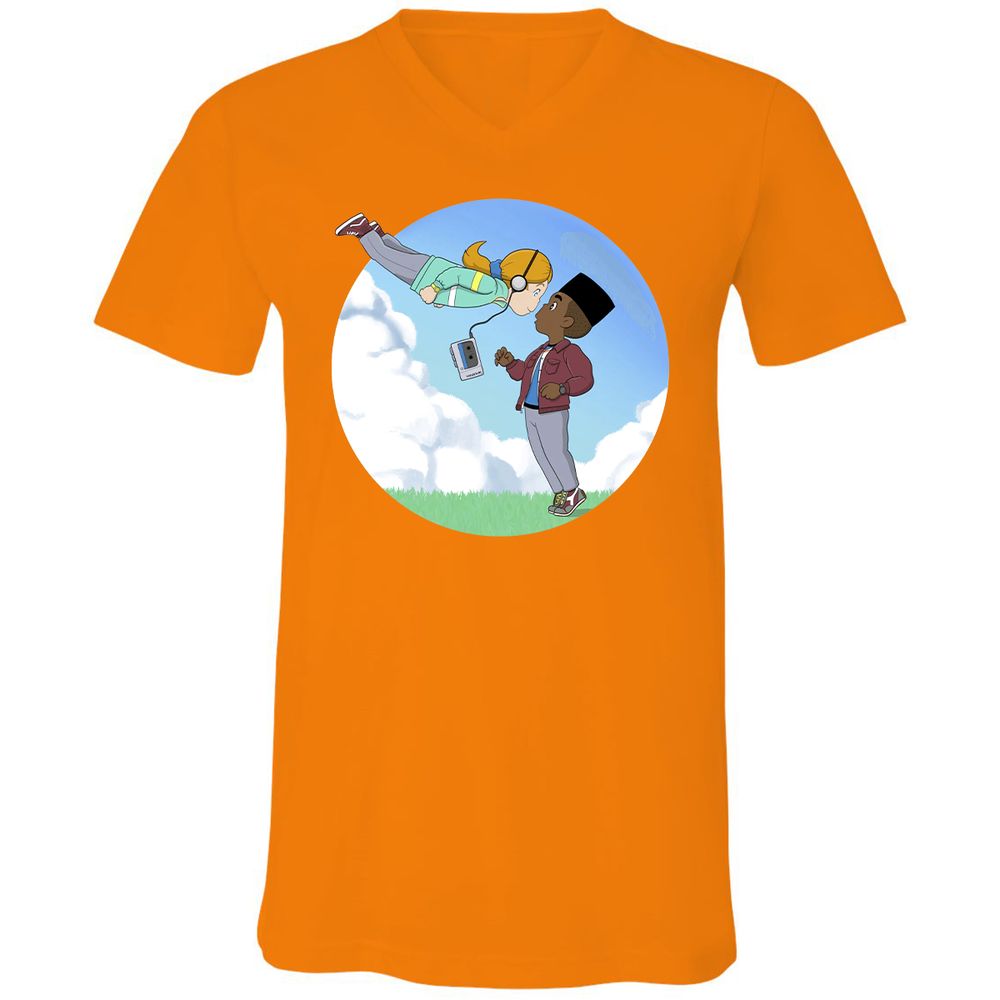 Unisex V-Neck T-Shirt - YQL1LWXH - Orange - 11