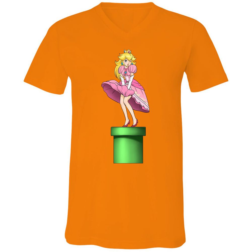 Unisex V-Neck T-Shirt - B6K4W2FP - Orange - 11