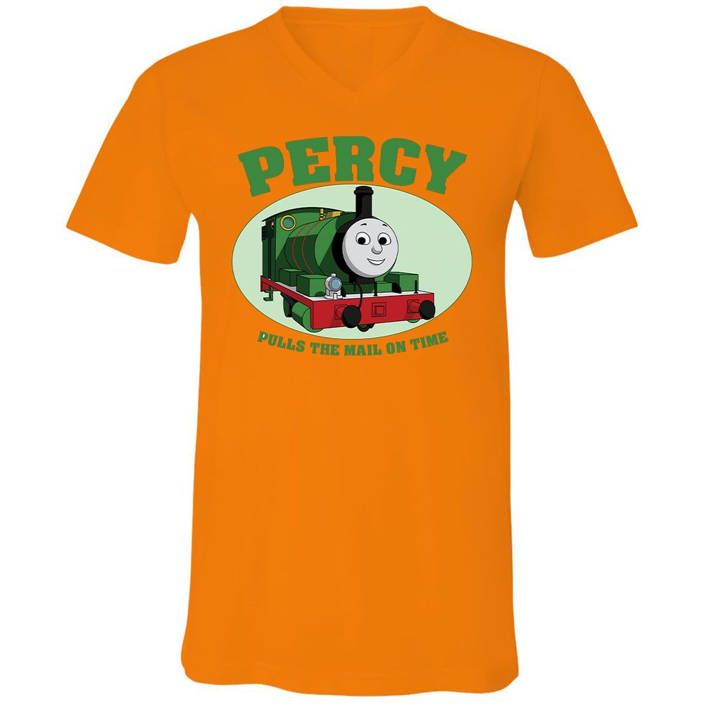 Unisex V-Neck T-Shirt - W9Q8D4HG - Orange - 11