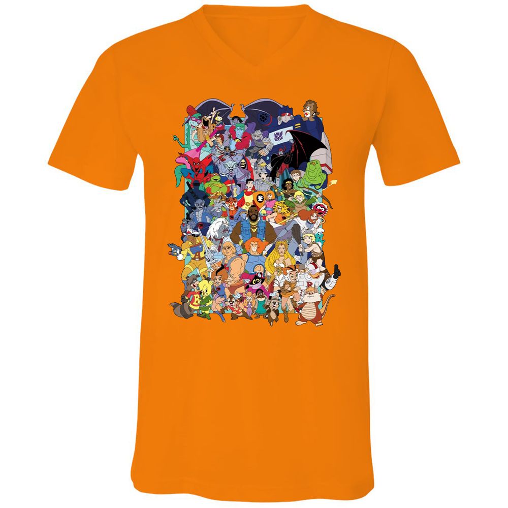 Unisex V-Neck T-Shirt - C9PSRA54 - Orange - 11