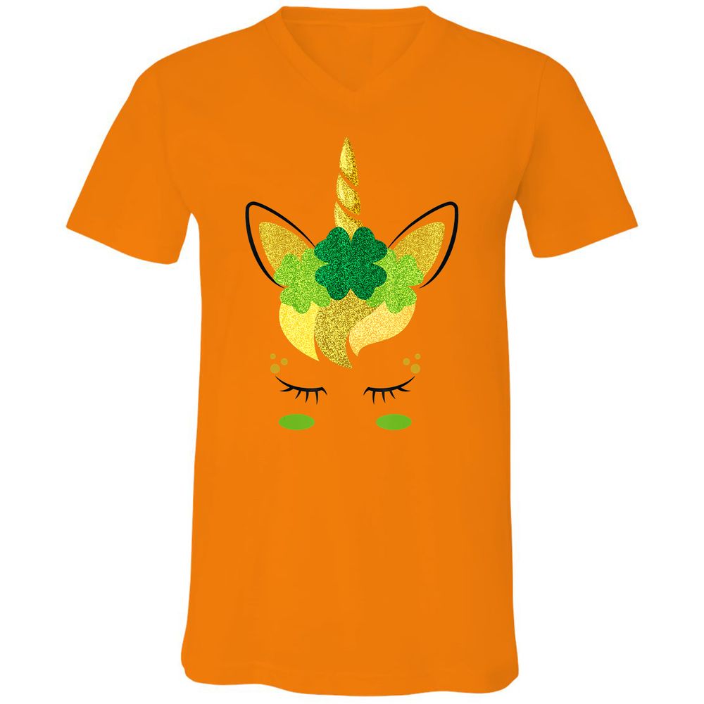 Unisex V-Neck T-Shirt - KAAFBGQR - Orange - 11