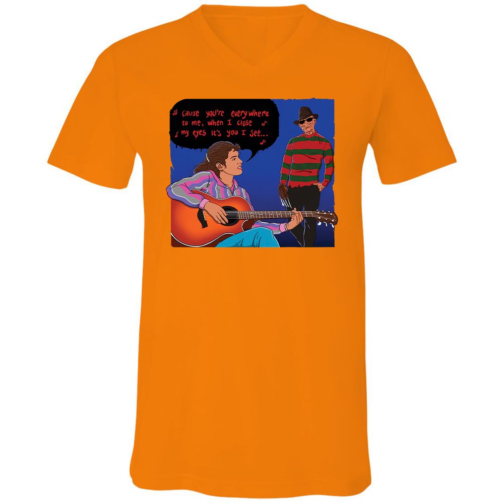 Unisex V-Neck T-Shirt - 9Z9Q9LC5 - Orange - 11
