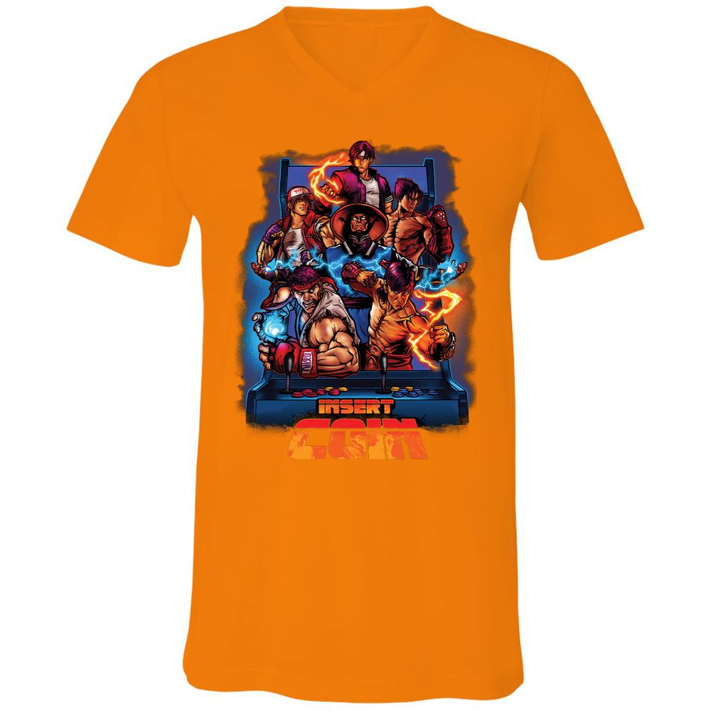 Unisex V-Neck T-Shirt - 26CLUUML - Orange - 11