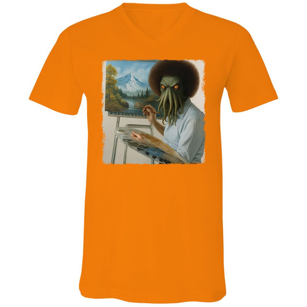 Unisex V-Neck T-Shirt - YK3GSC6U - Orange - 11