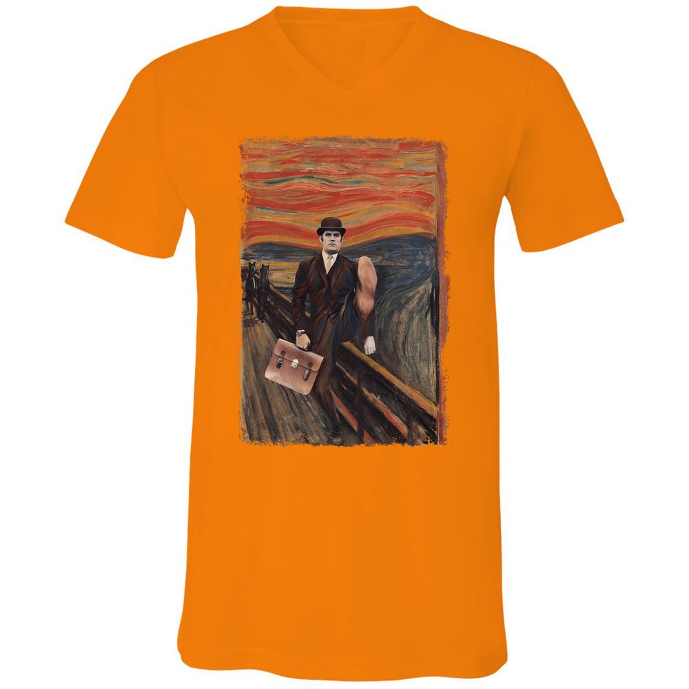 Unisex V-Neck T-Shirt - HGMBPL17 - Orange - 11