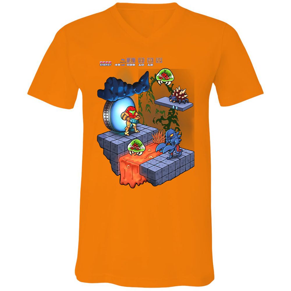 Unisex V-Neck T-Shirt - K3GPFWZM - Orange - 11