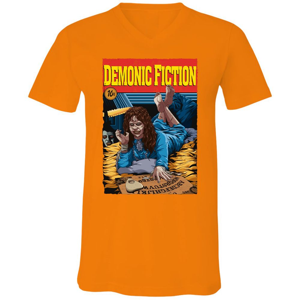 Unisex V-Neck T-Shirt - L3DKFL9Y - Orange - 11