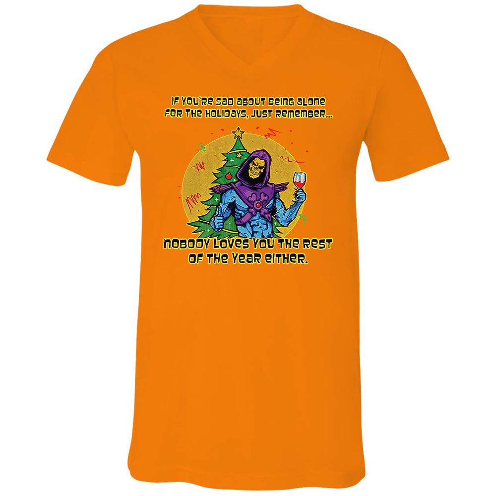 Unisex V-Neck T-Shirt - QGQ2XJF6 - Orange - 11