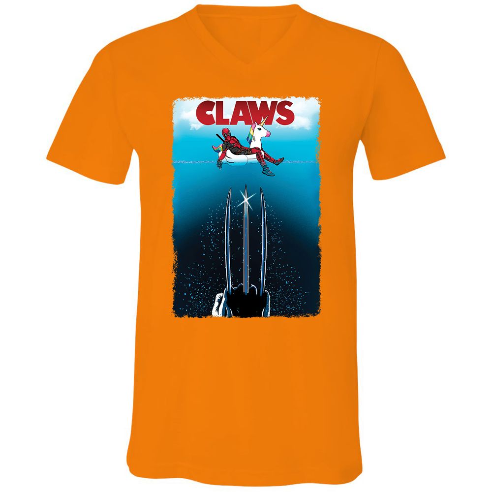 Unisex V-Neck T-Shirt - XDYTG9B3 - Orange - 11