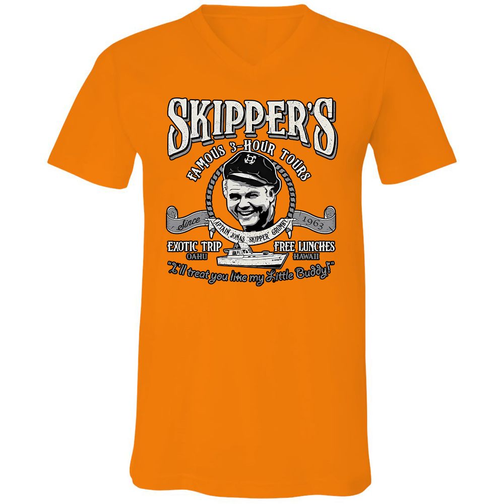 Unisex V-Neck T-Shirt - 6EMFXW75 - Orange - 11