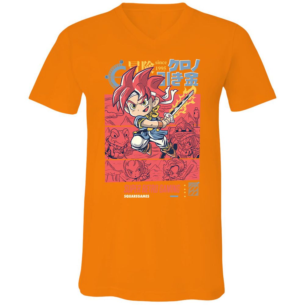 Unisex V-Neck T-Shirt - W85UQ4VY - Orange - 11