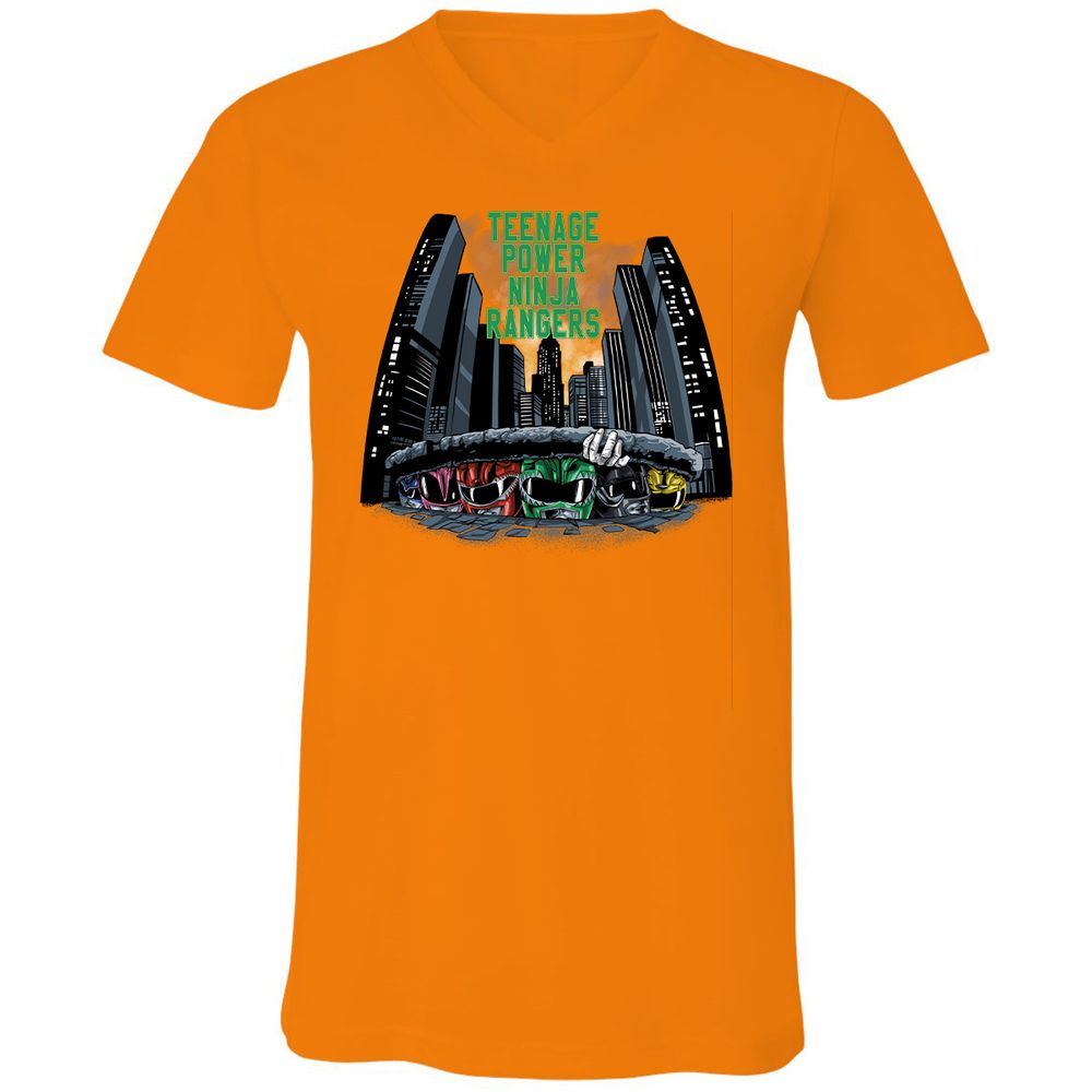Unisex V-Neck T-Shirt - JHF82JBQ - Orange - 11