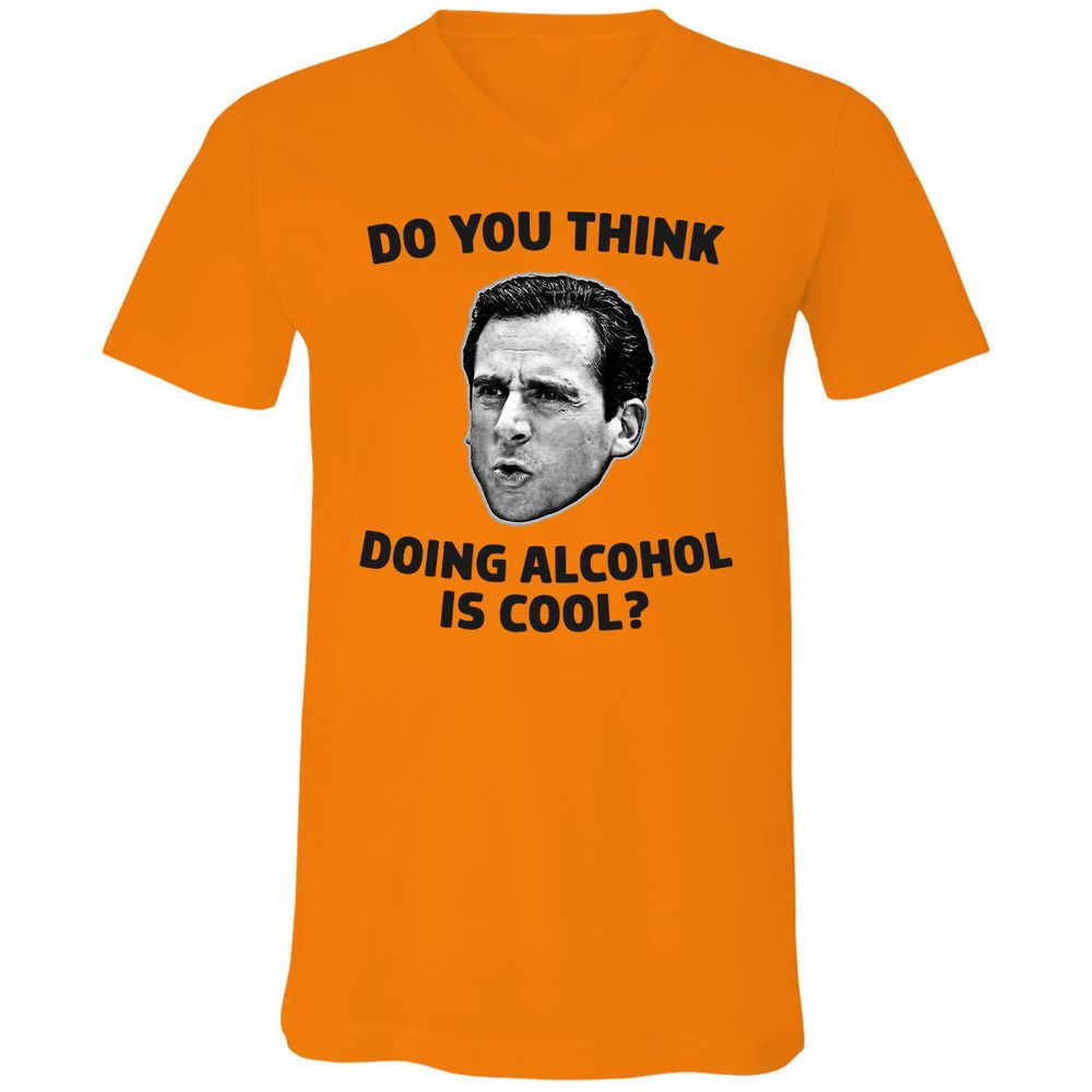 Unisex V-Neck T-Shirt - W64WGUKF - Orange - 11