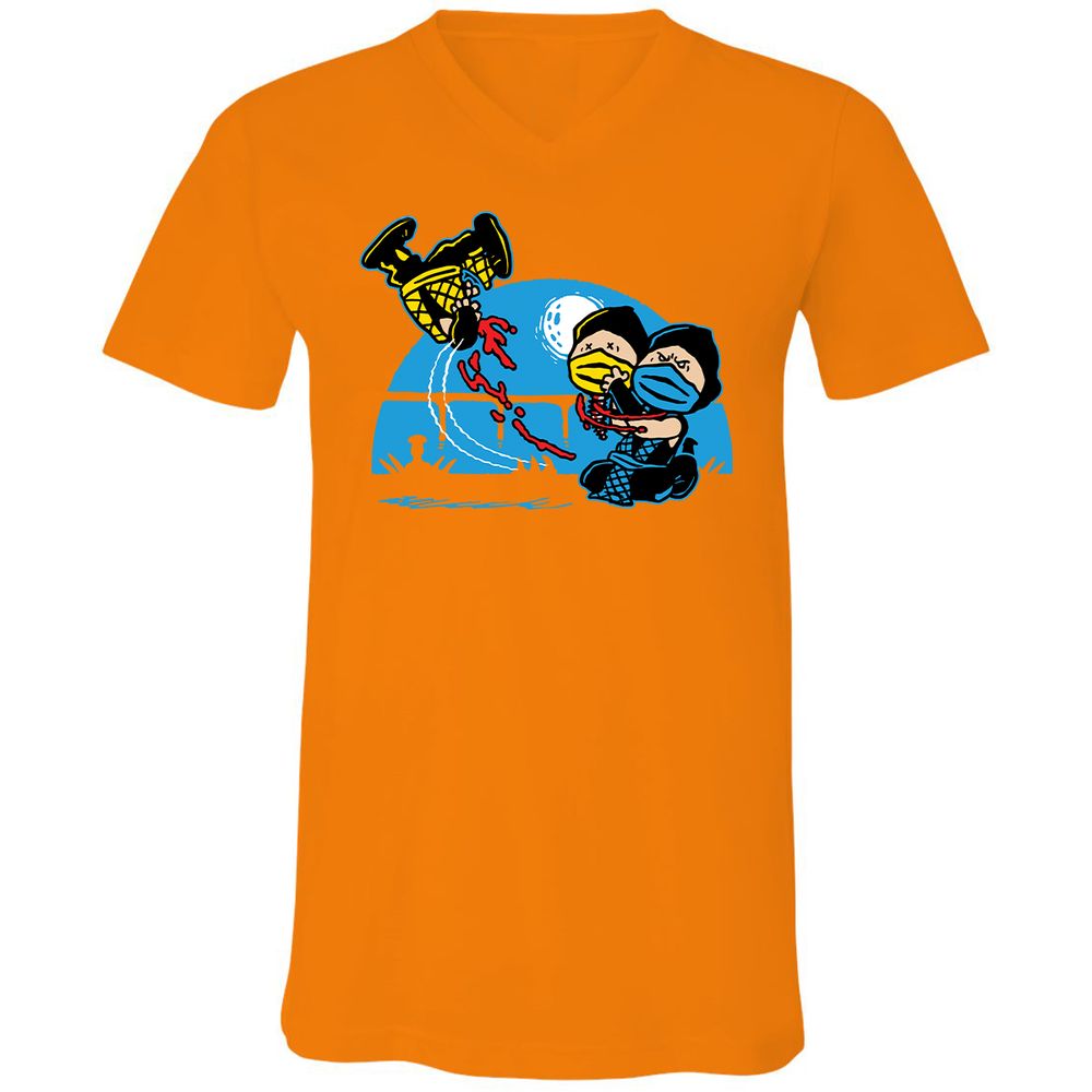 Unisex V-Neck T-Shirt - RCGBQWD8 - Orange - 11