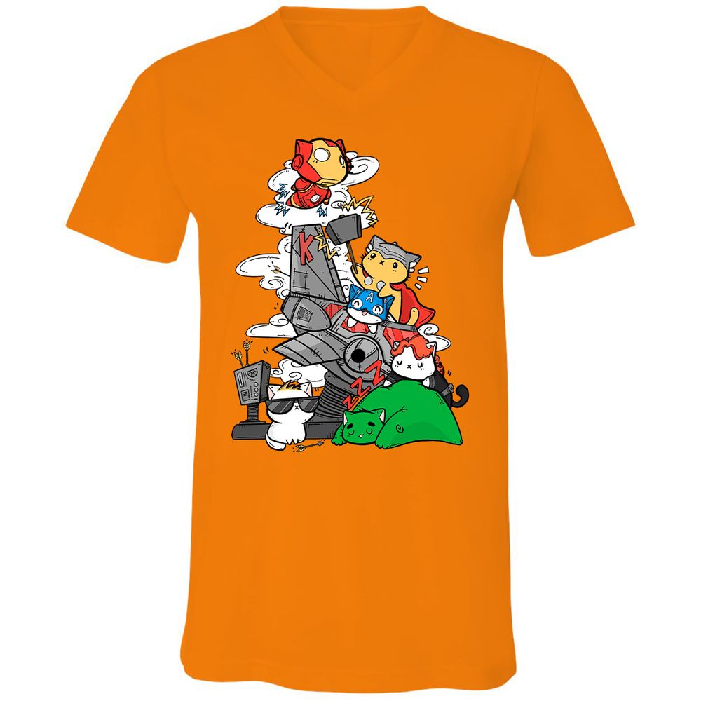 Unisex V-Neck T-Shirt - GMAU33EJ - Orange - 11