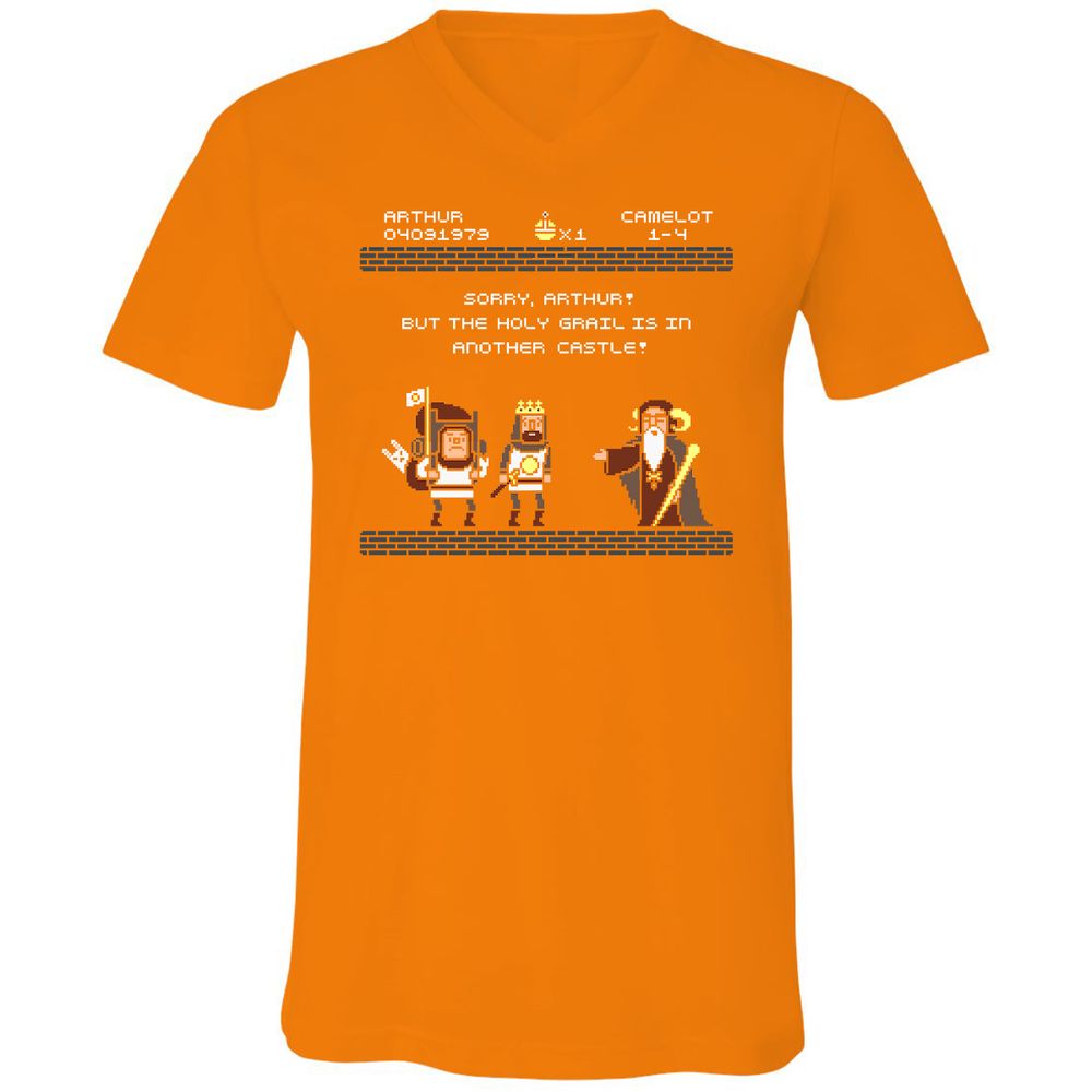 Unisex V-Neck T-Shirt - X5DE8QHY - Orange - 11