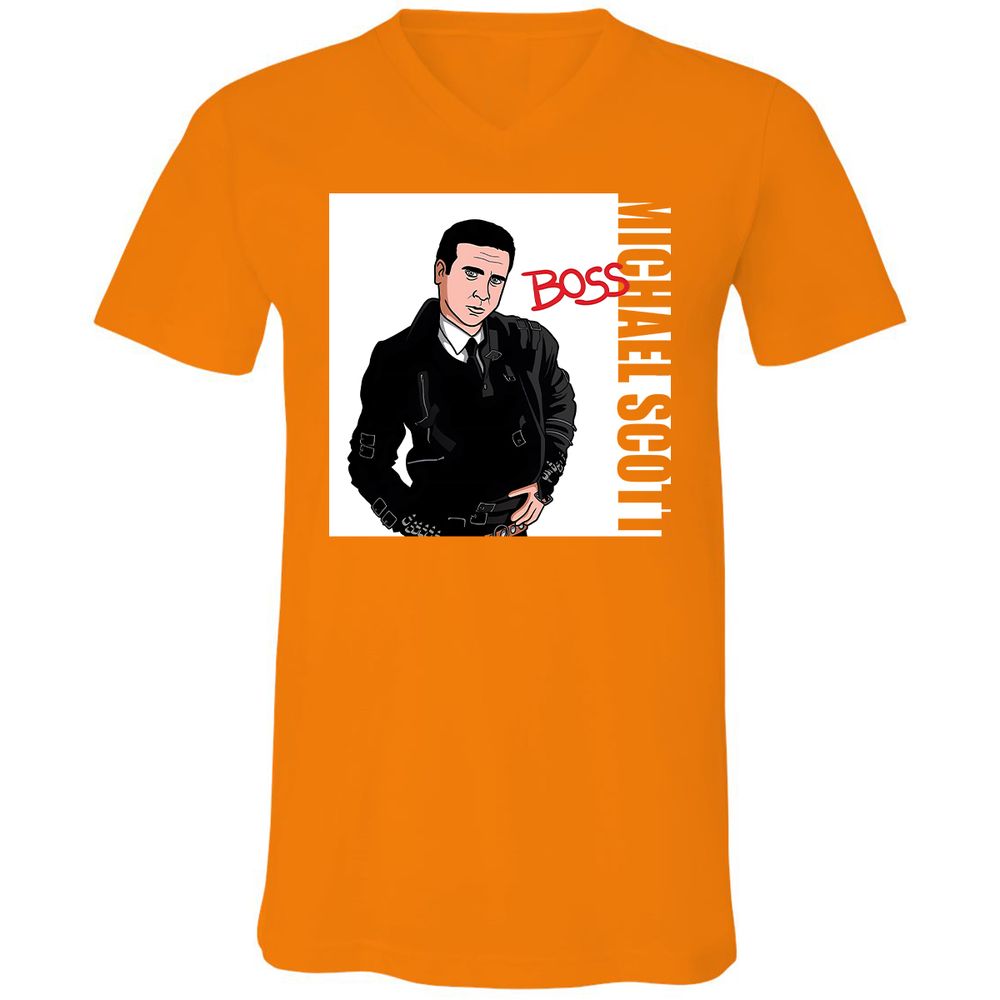 Unisex V-Neck T-Shirt - MZP4A9WC - Orange - 11