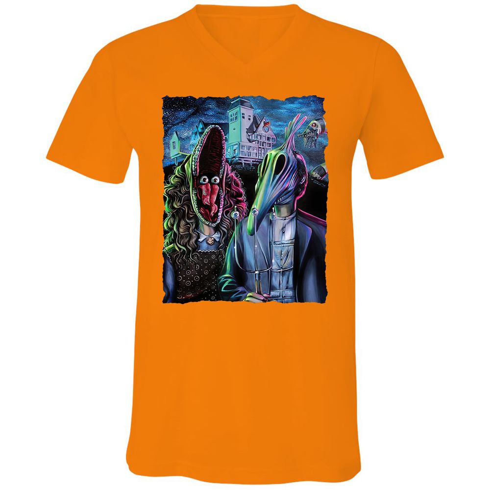 Unisex V-Neck T-Shirt - W5AT9T8Q - Orange - 11