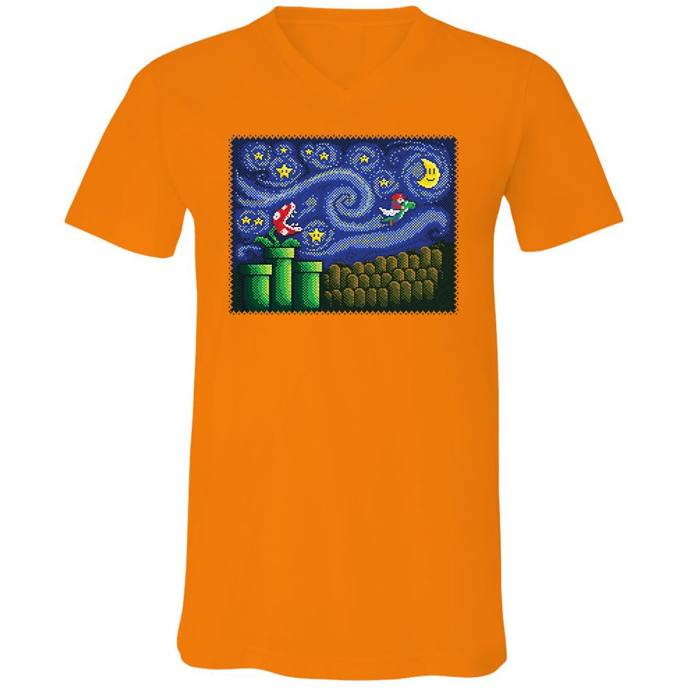 Unisex V-Neck T-Shirt - YNM6H4ZE - Orange - 11