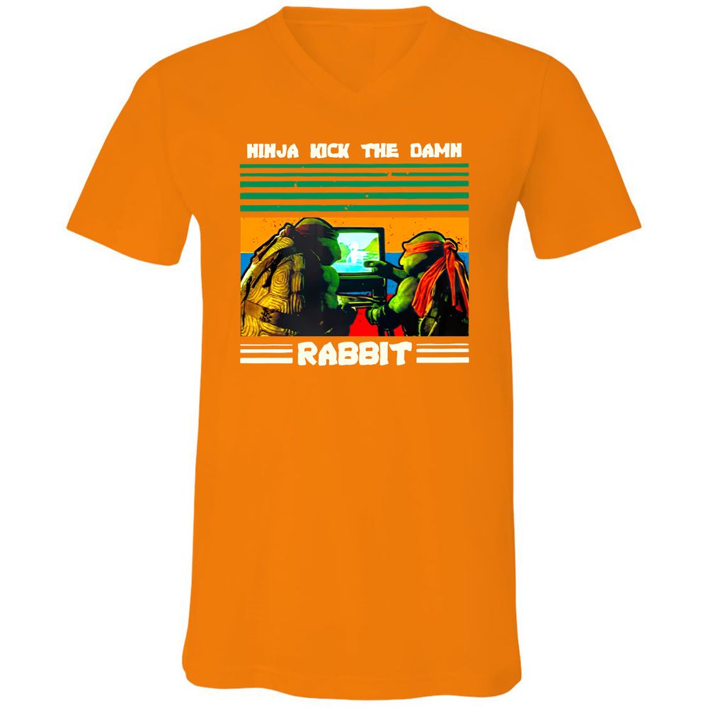 Unisex V-Neck T-Shirt - YAV7NQNL - Orange - 11